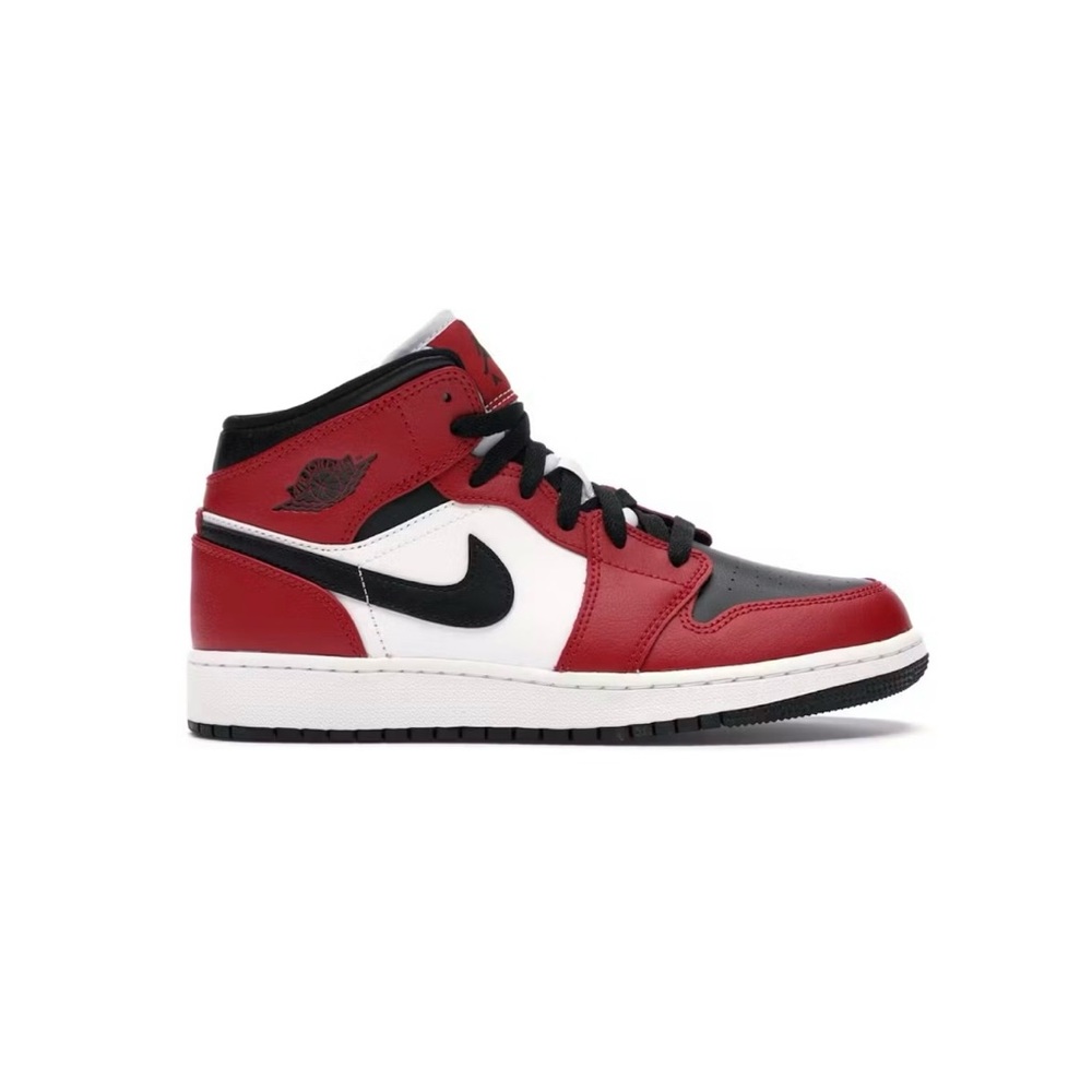 New Jordan 1 Mid Nike Air Jordan Red and Black High Tops size 4Y